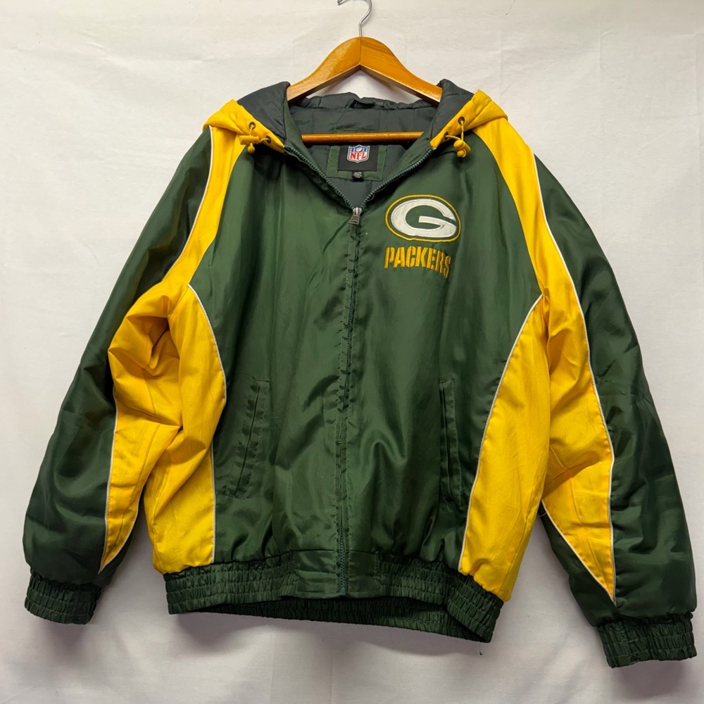 Green Bay Packers NFL‎ Full Zip Hooded Jacket Embroidered Vintage Logo Mens XL